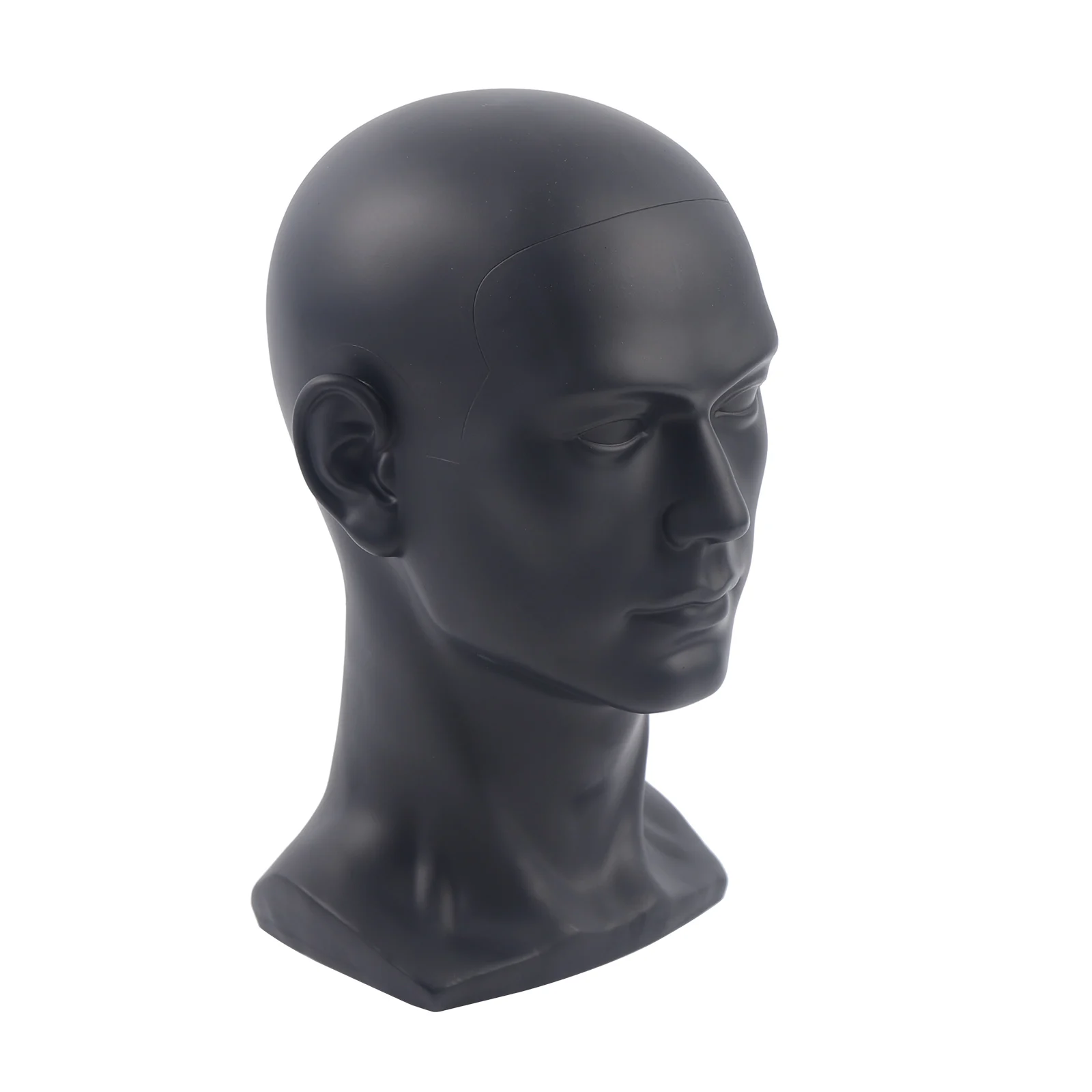 0,9 kg stabiler männlicher Schaufensterpuppenkopf, Modell, Hut, Brille, Perückenständer, Puppenhalter für Geschäftszentrum, Schwarz – H. 30 cm Umfang 50 cm – Detail 4