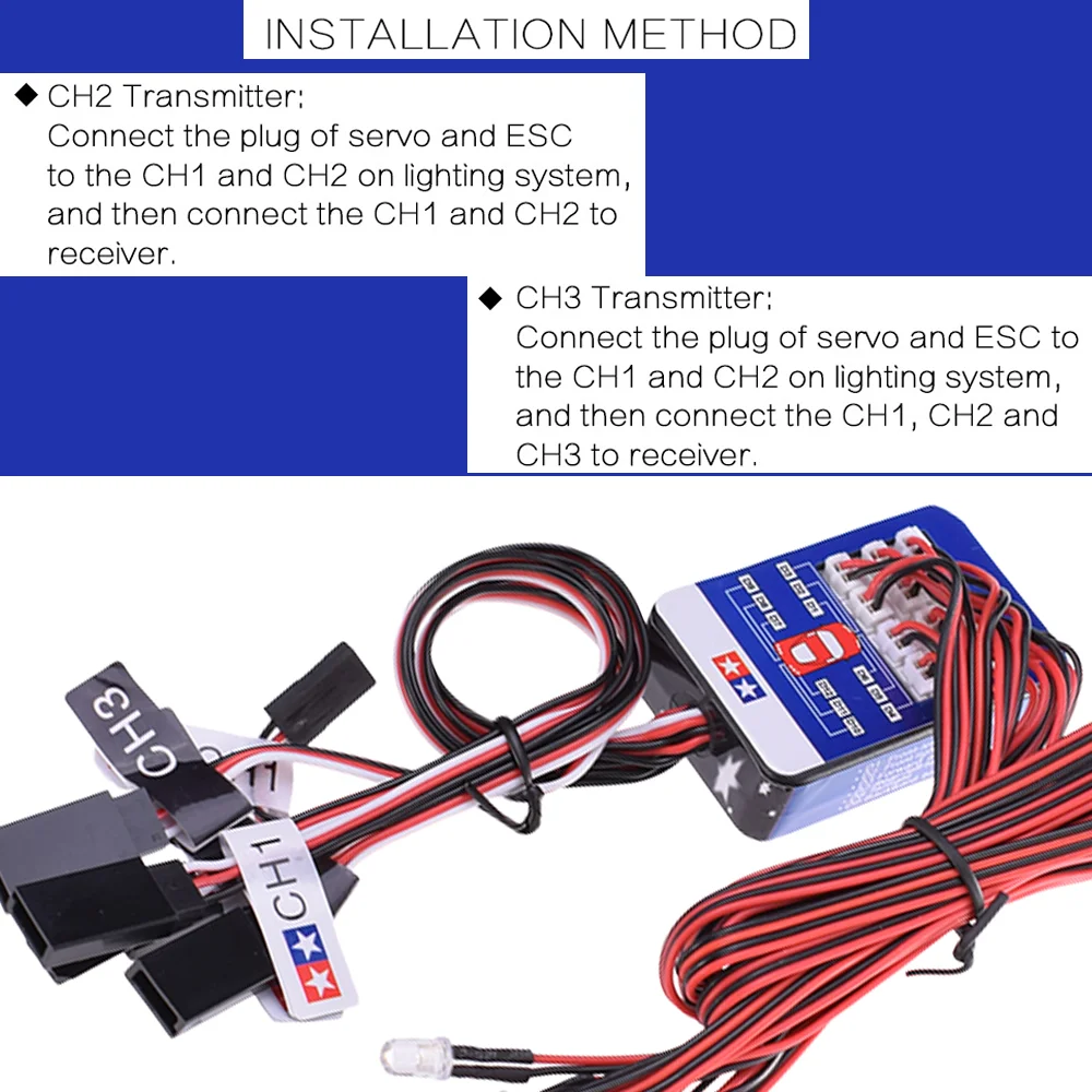 Feux stop rouges du kit éclairage 12 LED pour voiture RC 1/10, simulation réaliste compatible récepteurs High-V