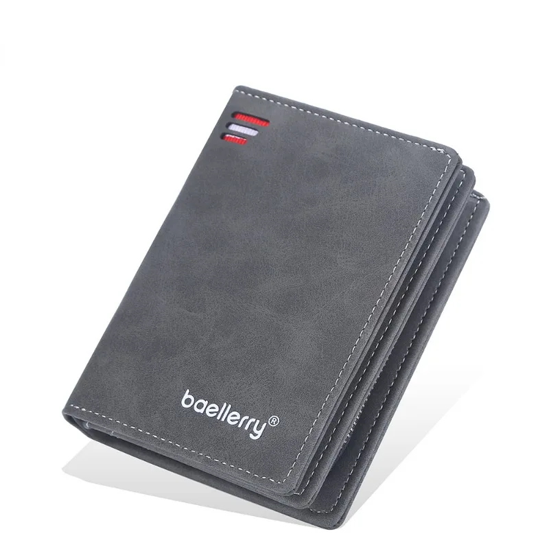 

Men's Short type Wallet American Style Multi-card Zipper Buckle Coin Wallet Frosted PU Leather Vertical Money Clip Card Holder