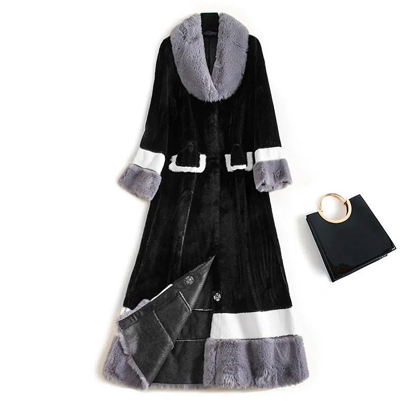 

Retro Winter Coat Women Thick Warm Parkas Imitation Mink Fur Jackets High Quality Light Luxury Contrasting Colors Overcoat