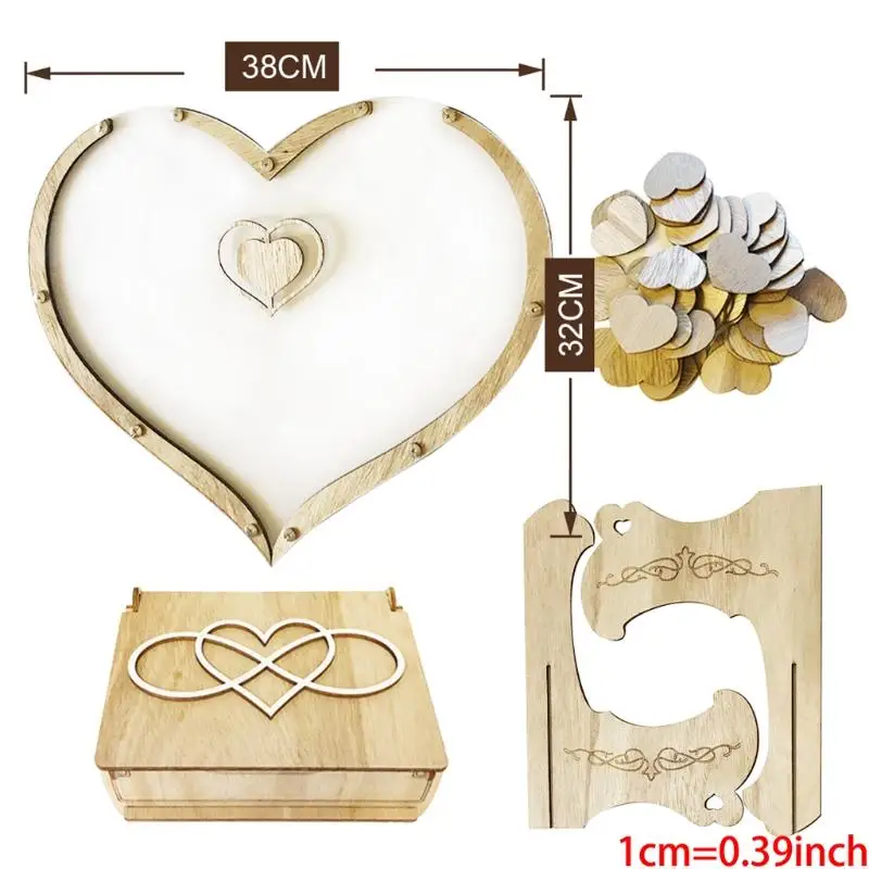 F68D Wooden Heart Frame Clear Wedding Guest Book Sign Drop Box Decor