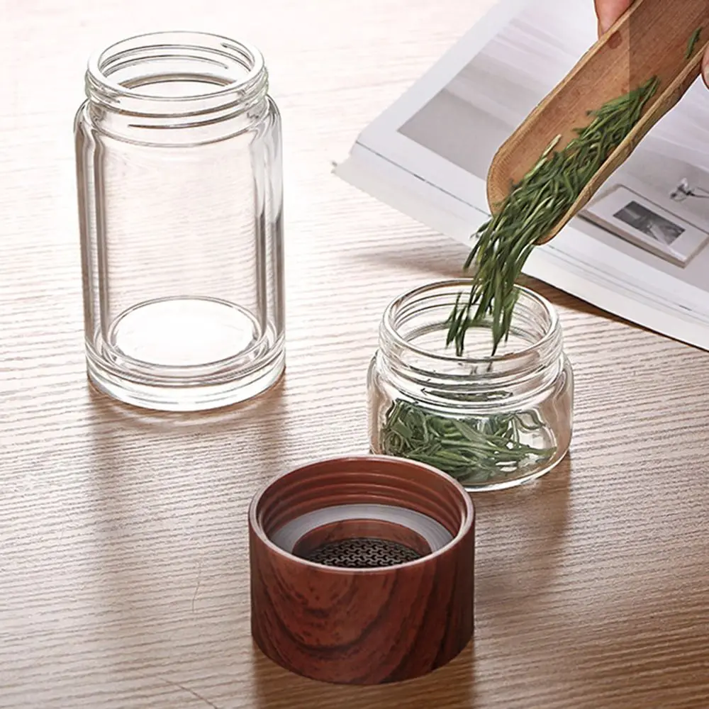 Glass Water Portable Bottle Double Wall Thermal Tea Water Separation Glass Mug High-End Simple Insulation Creative Drinking Cup
