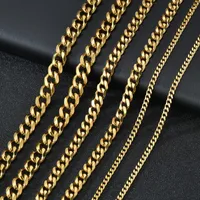Width 5/7/9MM Hiphop Cuban Link Stainless Steel Chains Necklace for Men Basic Simple Rapper's Choker Fashion Jewelry Accessories 5