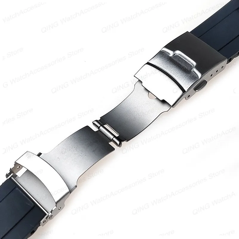 Universal Curved Silicone Sport Watch Strap with Folding Buckle