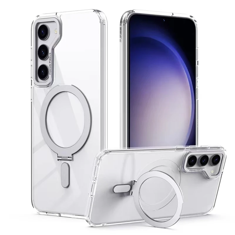 2023 NEW Luxury Magsafe Wireless Charge Matte Case For Samsung Galaxy S23 Plus S23 Ultra Soft Magnetic Bumper Ring Holder Cover