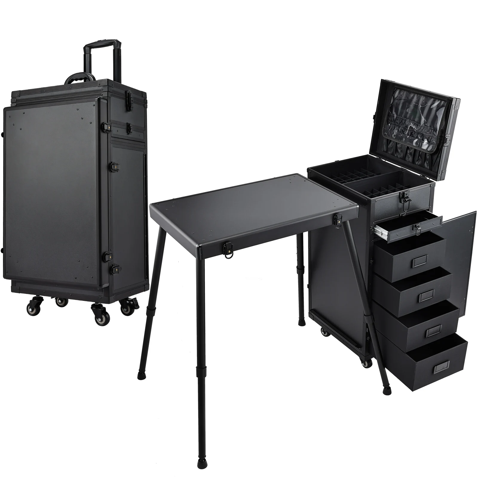 Rolling Manicure Table with 5 Drawers – Foldable Nail Desk Makeup Trolley
