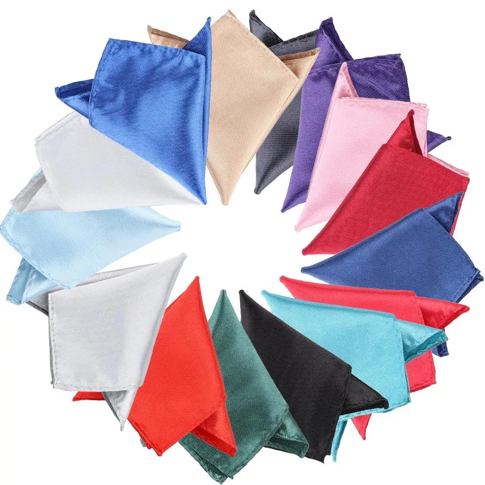 

Chic Suit Plain Square Hanky Pocket Solid 15 Color Formal Suit for Wedding Dress Party Handkerchief Silk Pocket Square Hanky