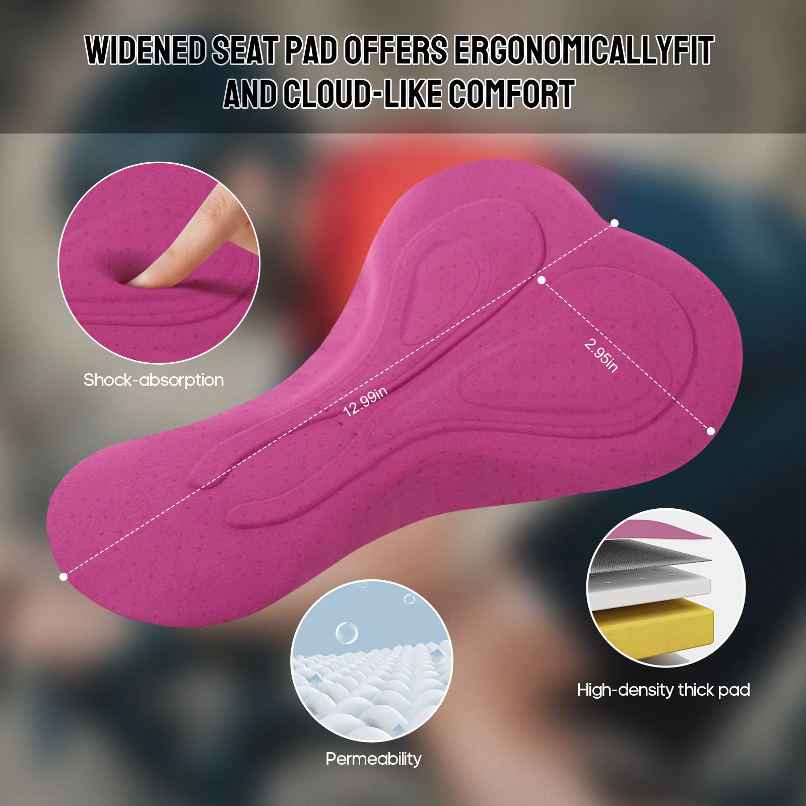 Mens Cycling Shorts with Pocket Gel Padded Breathable MTB Bike Shorts Mountain Road Biking Riding Half Pants Tights