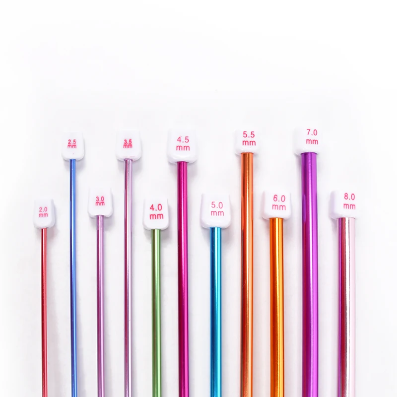 QJH Aluminum Long Crochet Hook Set, 11pcs Tunisian Crochet Hooks Multicolor Afghan Needles for Crocheting (2mm to 8mm)
