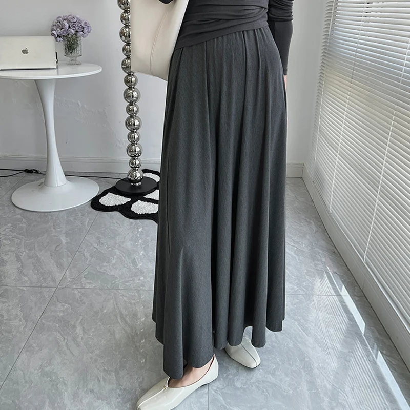 Pregnant Women's Unrestrained Belly Drooping Thickened Modal Skirt Spring New Large Hem Skirt Loose A Line Youth Maternity