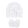 Girl's Baby Hat & Mittens with Bow Custom Baby Shower Newborn Baby Gift Baby Scratch Mittens Newborn Baby Girl Hat with Name 5