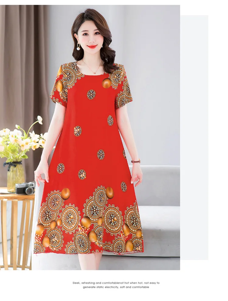 Neue Sommer Hause Kleidung Für Mütter Mittleren Alters Kurzarm Nachtwäsche Kleid Baumwolle Rayon Lange Nachthemd Frauen Nachthemden 5XL – Detail 30