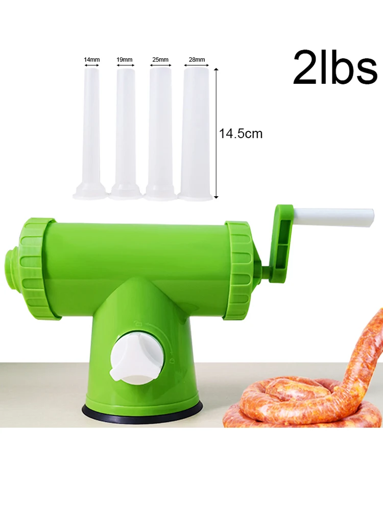 Description Picture 2 of item2lbs Sausage Stuffer Sausage Maker Plastic Meat Filler Sausage Filling Tool Stuffer Funnel 4Pcs Tubes