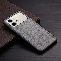Wood Grain PU Leather Phone Cover, Compatible with Honor Pro Series - Honor 600 Pro (Light Gray)