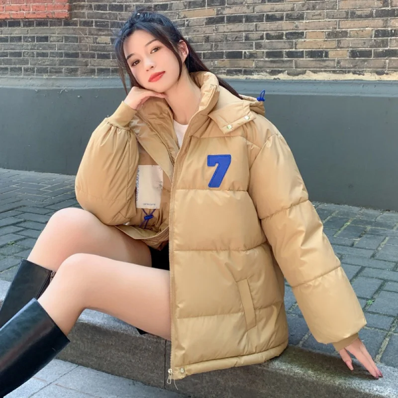 

Short Cotton Jacket 2023 Hooded Korean Style Loose Winter Women's Slimming Coat Non-Fat Small Thickened Warm