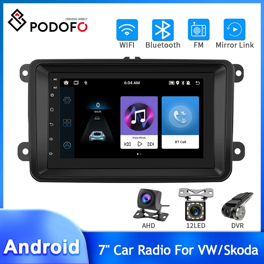 

Автомагнитола Podofo, мультимедийный видеоплеер на Android, с 7 "экраном, GPS, 4 ядра, FM радио, для Volkswagen/Skoda/Passat, типоразмер 2DIN