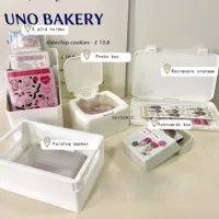 SKYSONIC INS ABS White Storage Box Multifunctional Dustproof Organizer Photocards, Stationerry,Make Up Sorting Flip Holder Suppl 1