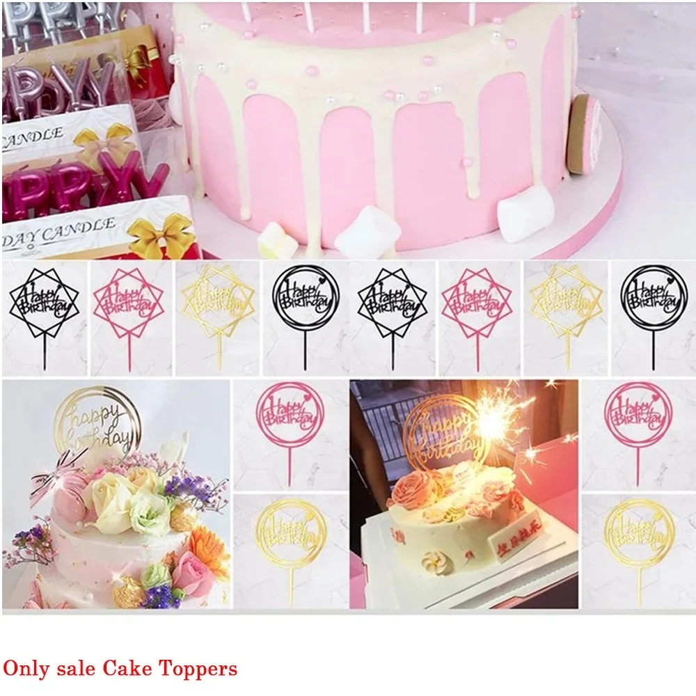 Acrylic Happy Birthday Cake Topper - Style 6