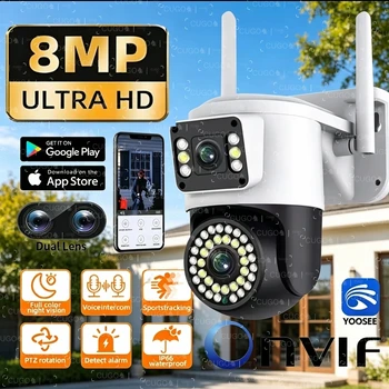 Yoosee 8MP 4K Dual Lens IP Camera Onvif PTZ Smart Home Two-Way Audio Color Night Vision Outdoor Waterproof WiFi Security Cam 1