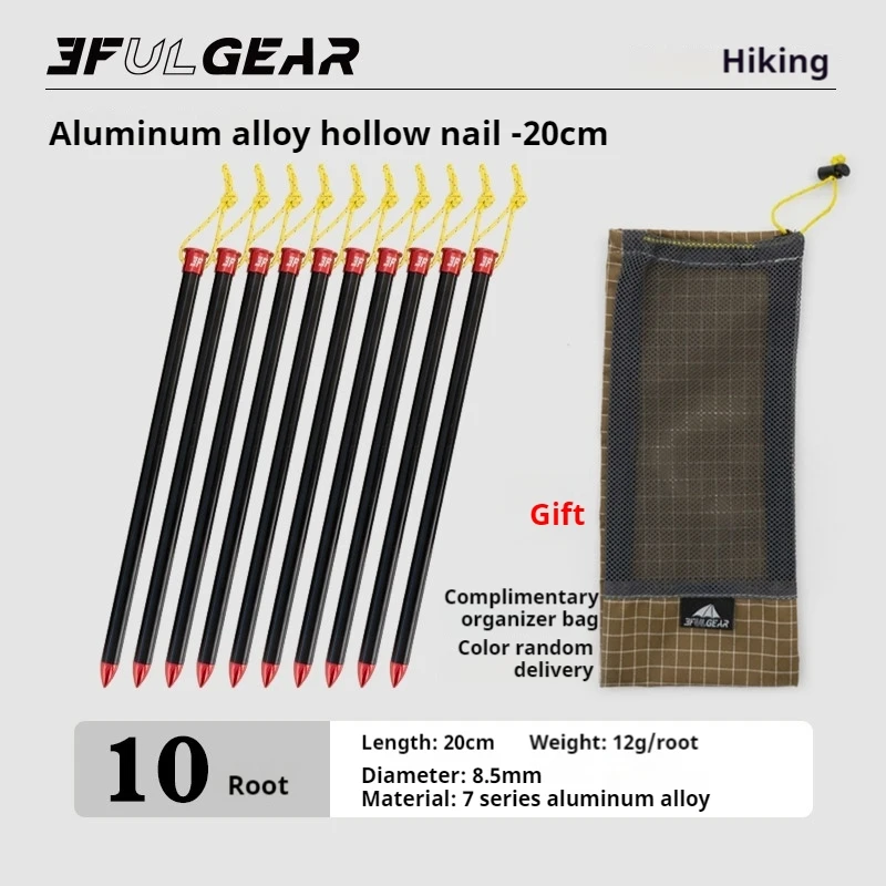 Camping Tent Accessories Tent Pegs 3F UL GEAR Tent Nail 6/10 Pcs 15/20cm Aluminum Alloy Pegs Outdoor Camping Accessories Legs Stakes Canopy Awning Nail Ground Peg