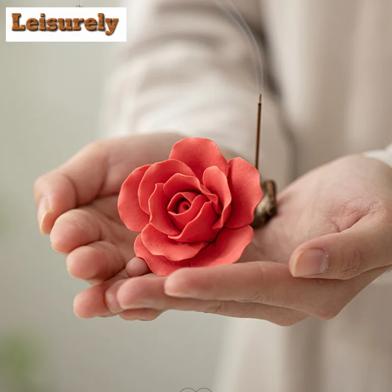Rose Incense Holder Diffuser Incense Burners Aromatherapy Scented Aromatic Candles Censer Tea Services Accessories Ornaments