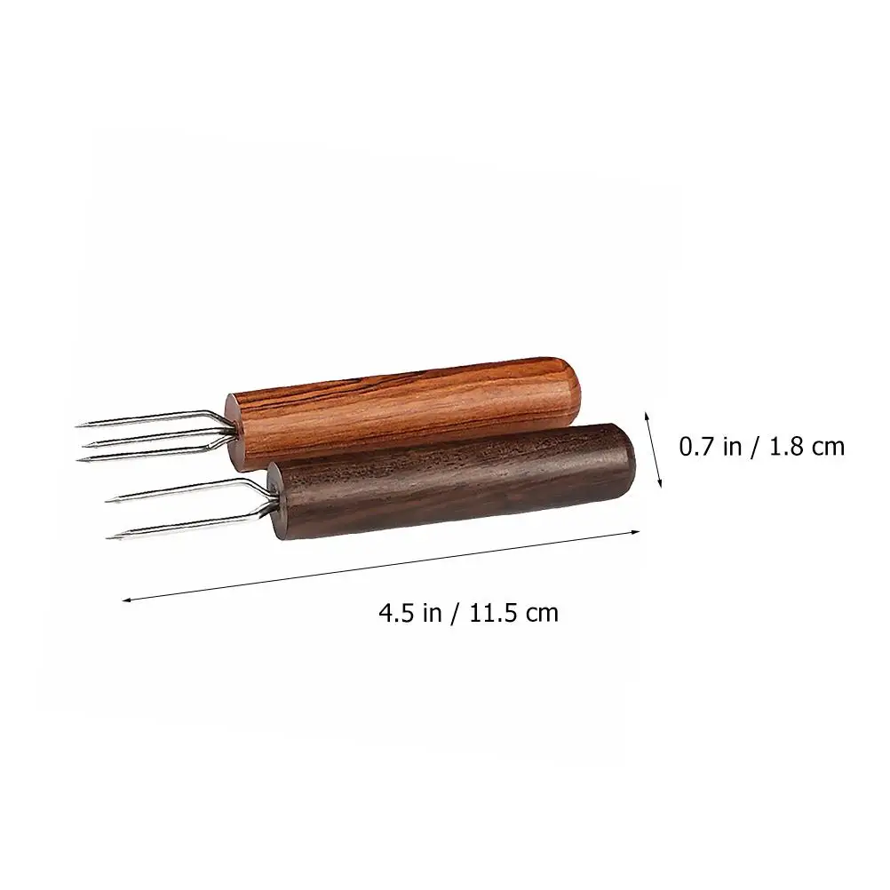2 Pcs Moxibustion Fork Wood Handle Three Cone Prong Moxa Roll Extender Moxibustion Extension Needle Massage Tools Accessories