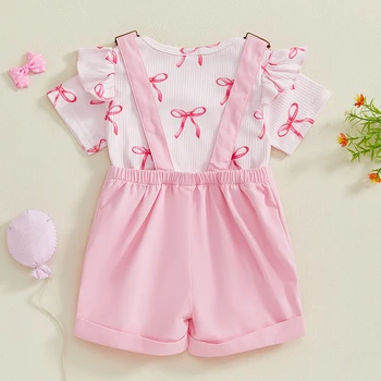 Adorable Toddler Girl Floral Romper And Ruffle Skirt Summer Set
