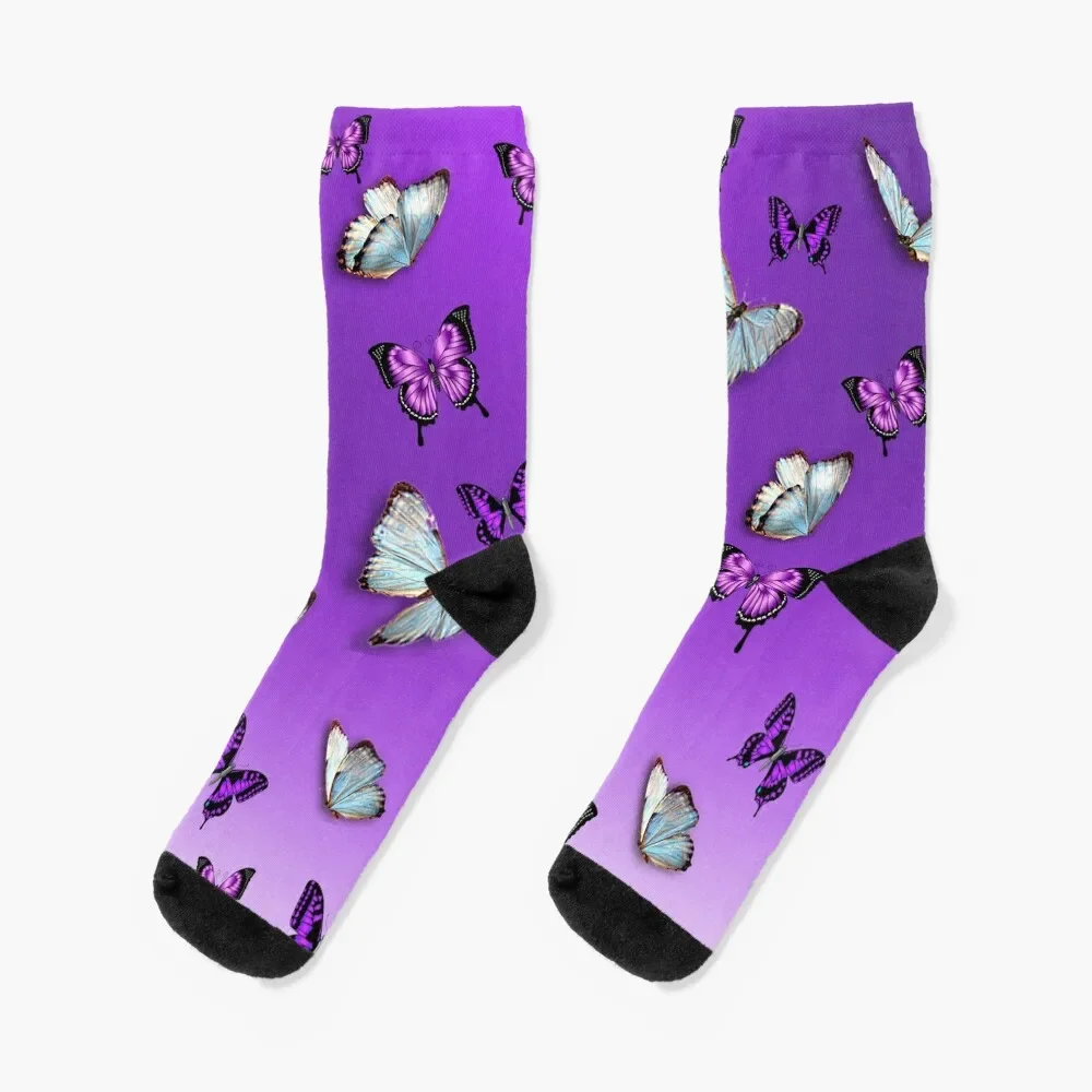 

Pretty Purple Butterflies Socks aesthetic new year Lots Ladies Socks Men's