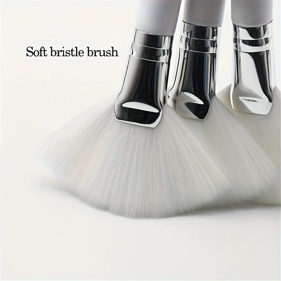 1pc Fanned Makeup Brush, Salon Quality, Soft Mini Facial Foam Brush Applicator, Portable, White