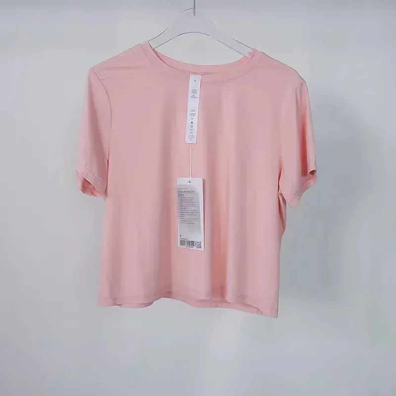 Lemon Women Summer Solid Color Short Sleeve Top Ladies Loose Elastic Breathable Sports Yoga Dance Gym Sports Leisure T-Shirt