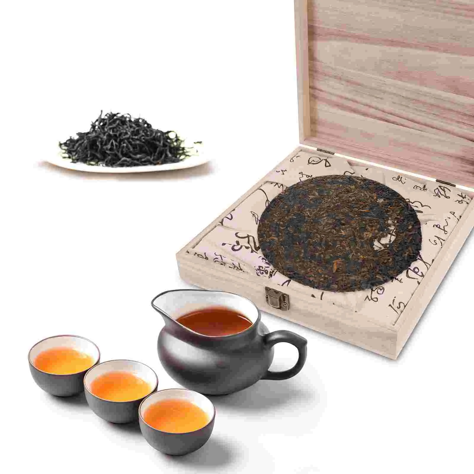 

1PC Tea Wrapping Box Type Pu 'er Tea Cake Wood Box Wooden Gift Box (Beige)