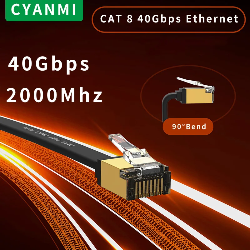 Ethernet Cable CAT8 40Gbps Nylon Braided for PC Modem Laptop PS 5 Router