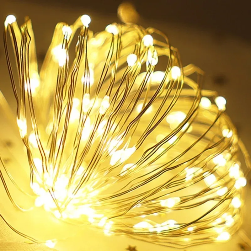 LED String Lights Decorative Lights String Lights LED Fairy Lights 100/2M USB/Battery LED String Lights Waterproof Copper Wire Garland Fairy Lighting Strings Christmas Wedding Party Decor Lamps