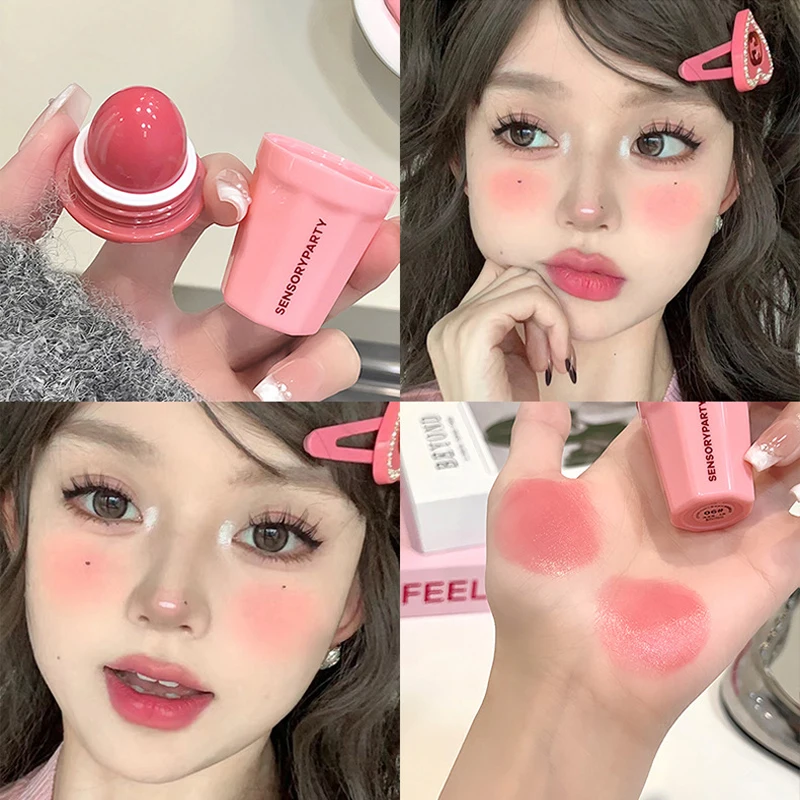 매트 핑크 스무스 블러셔 스틱 크림, 모이스처라이징 볼 틴트, 단색 누드 블러쉬, 내추럴 살구색 페이스 루즈, 한국 화장품