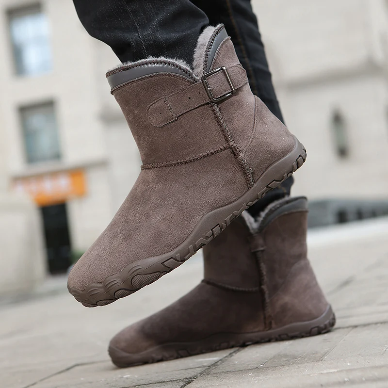 Winter Barefoot Boots Men Ankle Boots Plush Warm Snow Shoes Non Slip Casual Sneakers Warm Men Women Shoes Couple's Cotton Shoes - 5