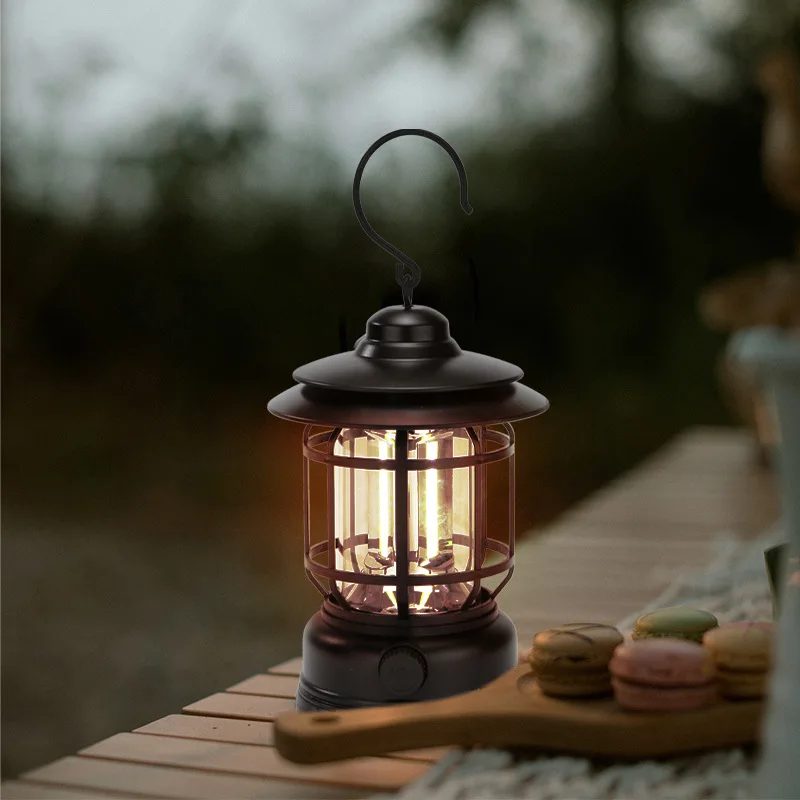 

Retro Lamp Portable Camping Lantern USB Recharge Camping Tent Travel Light Vintage Outdoor Lighting Camping Equipment Flashlight