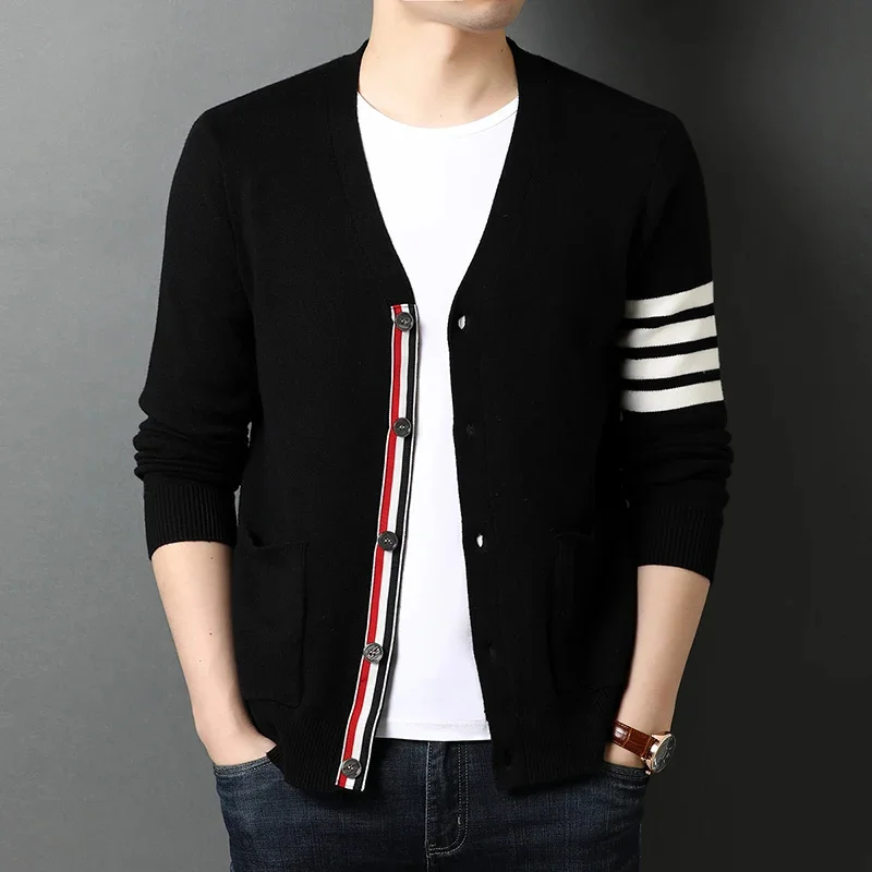 

Grade Top 2024 New Autum Winter Brand Fashion Knitted Men Cardigan Sweater Black Korean Casual Coats Jacket Mens Clothing