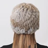 Warm Fluffy Women's Winter Hats 2023 Natural Rabbit Fur Knitted Beanie Russian Soft Cozy Fur Hat 3