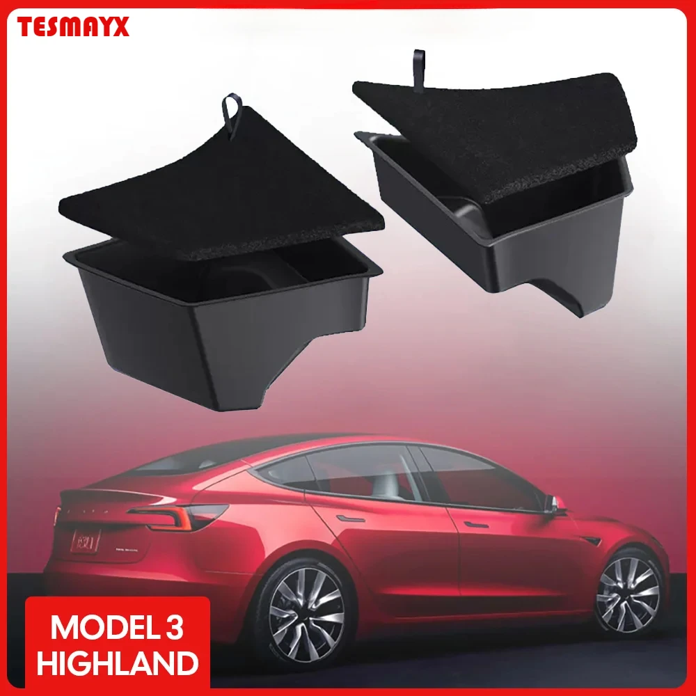 For Tesla Model 3 highland 2025 Rear Trunk Side Storage Box Cover Tail Boot Organizer Partition Decoration Accessories car trunk organizer