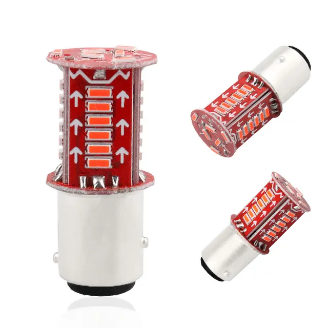 1156 P21W Red LED Brake/Tail Light Bulbs - Error Free, CANbus, For BMW, Audi, Lexus