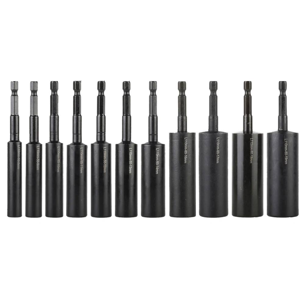 110mm Deepen Sockets Wrenches Hexagon Nut Driver Drill Bit H8-H14 Sleeve Adapter Pneumatic Screwdriver Insert Tools socket wrench set,hex sockets set,socket adapter set,socket wrench,socket adapter,impact socket adapter,socket converter,impact socket set,nut driver drill bit set,tap die socket adapter