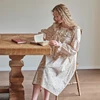 Princ Sle Long Sve Spwear Dr Women's Home Clothes Spring Autumn New Knot Mid-Length Floral Print