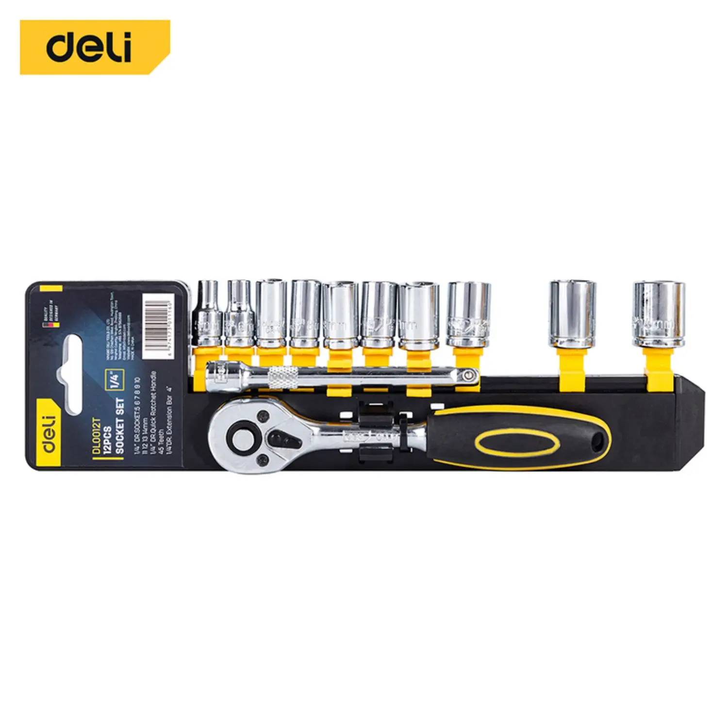 DELI Wrench Combo Tools Car Repair Tool set 12PCS Socket Set Hand Tool Socket Wrench Set Auto Repairing Ratchet Torque Tool