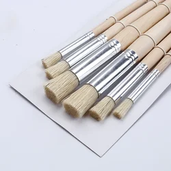 6-Piece Premium Stencil Paint Brush Set with Bristle Hair and Wooden Handles for DIY Crafts and Versatile Painting Techniques (6pcs Bristle Brushes)