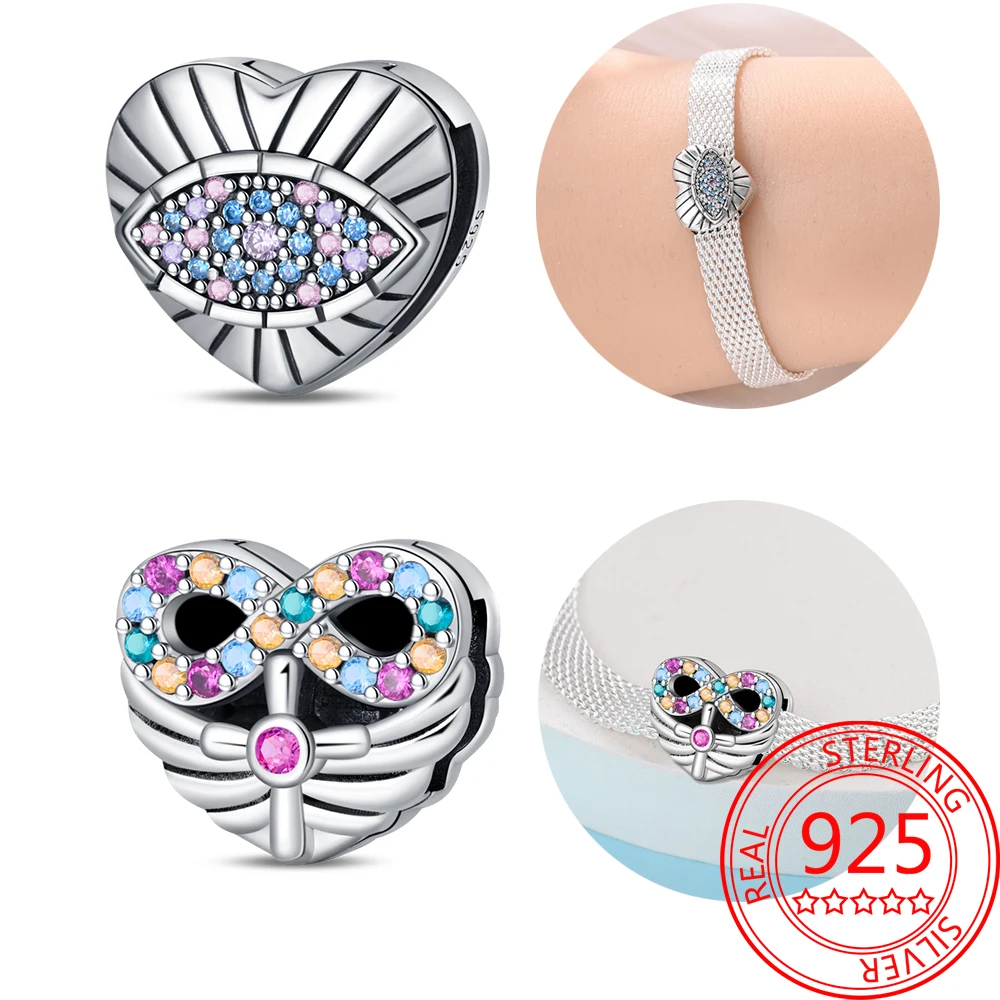 

Изысканные искусственные серебряные бесконечные бусины-шармы в форме сердца для браслета Pandora DIY счастливые ювелирные изделия