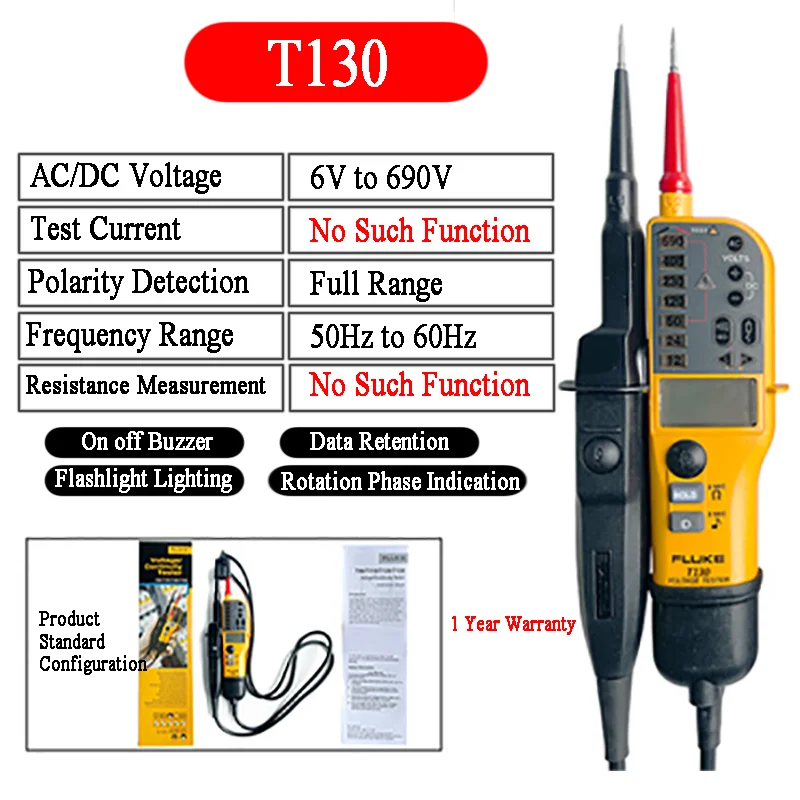 FLUKE T90 T110 T130 T150 Contactless Intelligent Clamp Type High Precision  Ammeter Multimeter Digital