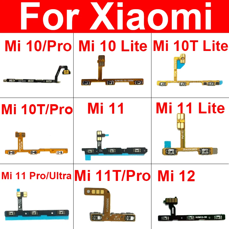 

On/Off Power Key Volume Side Button Flex Cable Ribbon For Xiaomi Mi 10 10T 11 11T Mi 11 Ultra Mi 12 12X 12S Lite Pro Parts
