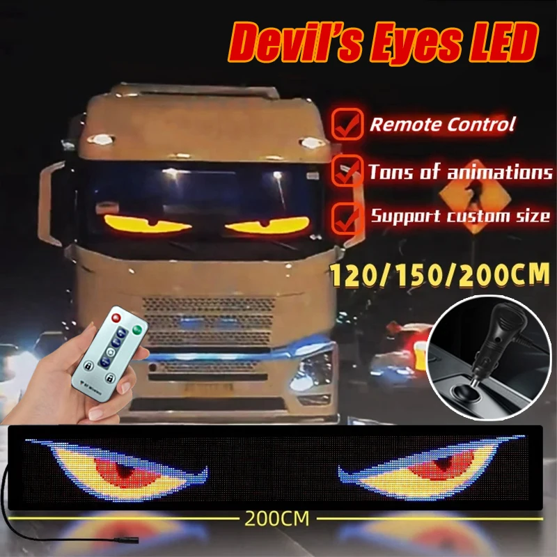 2M Devil&lsquo;s Eyes LED Matrix Panel Screen Light Remote Control Animation Display for Car Truck Windshield