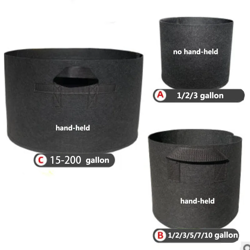 2 5 10 15 200 gallon Grow Bags garden plant growing tree pots planter fabric large Planting home Vegetable strawberry jardin