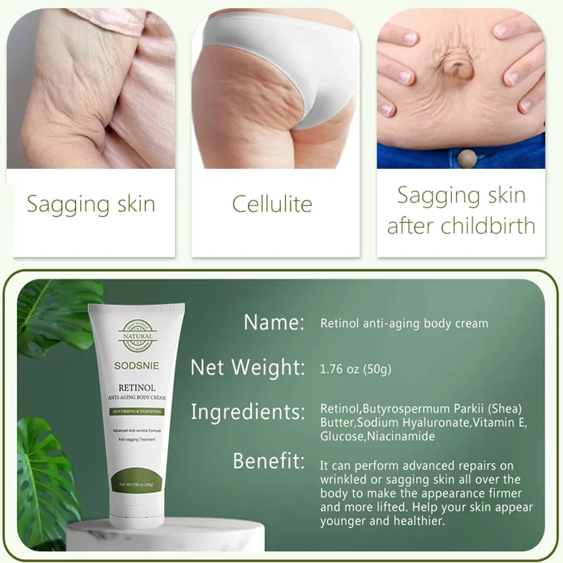 Retinol Anti Cellulite Body Cream Collagen Anti Aging Improve Sagging Skin Remove Wrinkle Firming Lifting Whiten Body Skin Care 3